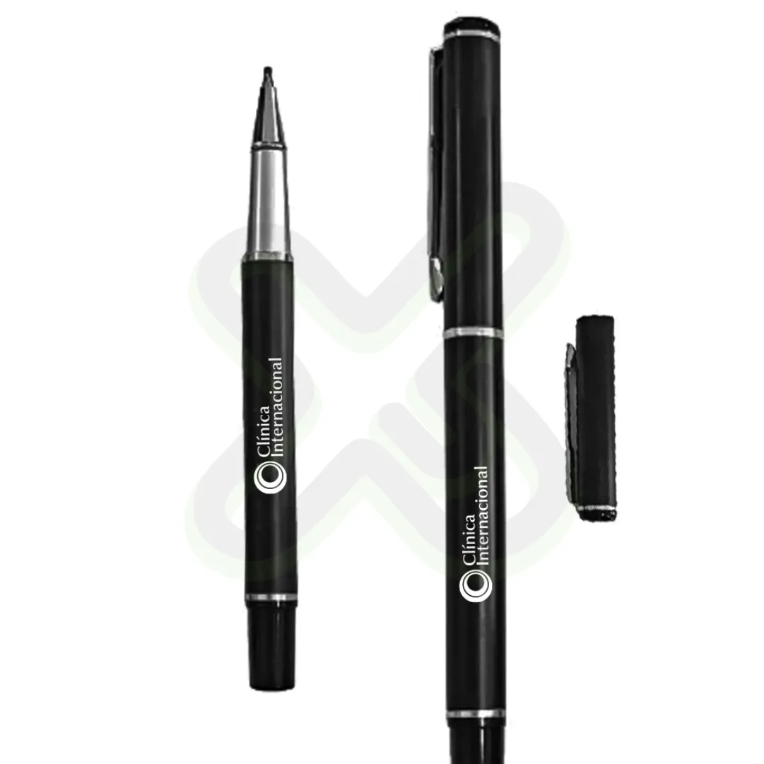 Lapicero Metalico Negro Dorado Mate personalizado para empresas