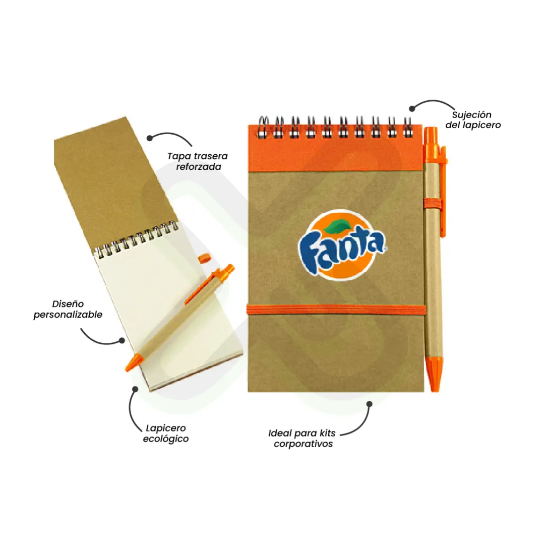 Libreta Ecologica Con Lapicero A6 personalizado para empresas