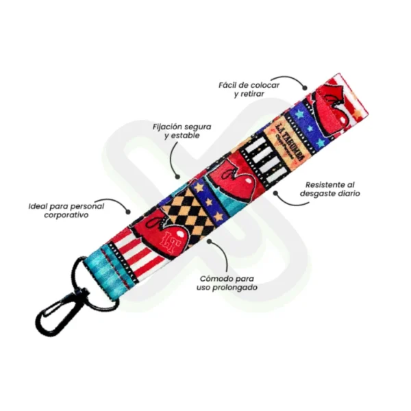 Llavero Lanyard Con Arnes Negro 2Cm personalizado para empresas