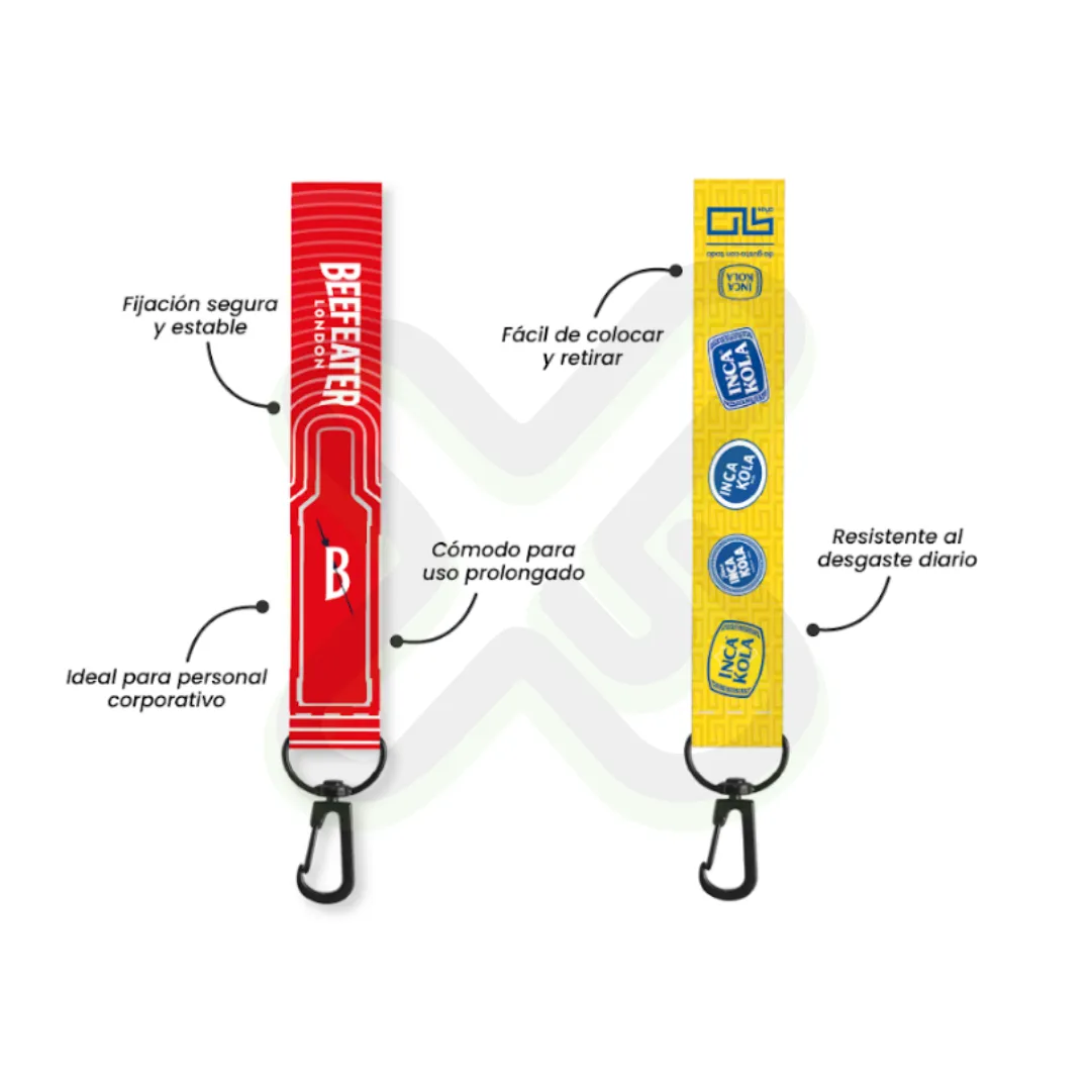 Llavero Lanyard Con Arnes Negro 2Cm personalizado con logo
