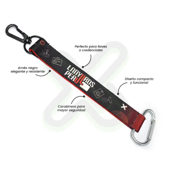 Llavero Lanyard Con Carabiner Y Arnes Negro 2 5Cm personalizado para empresas