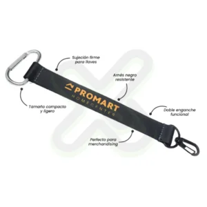 LLAVERO LANYARD CON CARABINER Y ARNES NEGRO 2CM