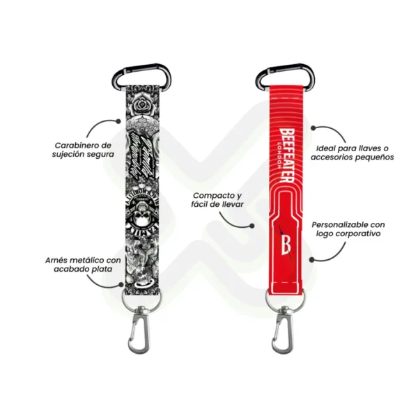Llavero Lanyard Con Carabiner Y Arnes Plata personalizado para empresas