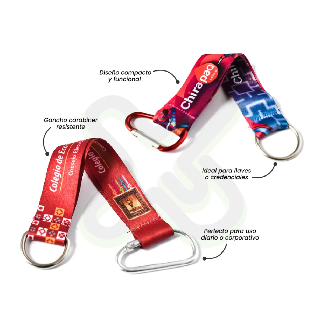 Llavero Lanyard Con Carabiner Y Media Luna 2 5Cm personalizado con logo