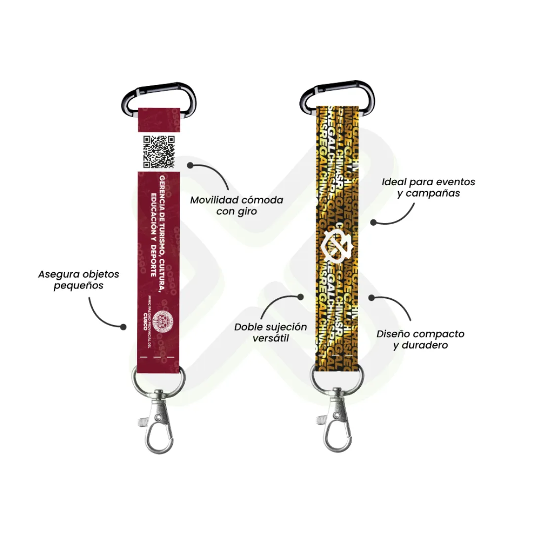 Llavero Lanyard Con Carabiner Y Mosqueton Giratorio Con Palanca 2Cm personalizado con logo