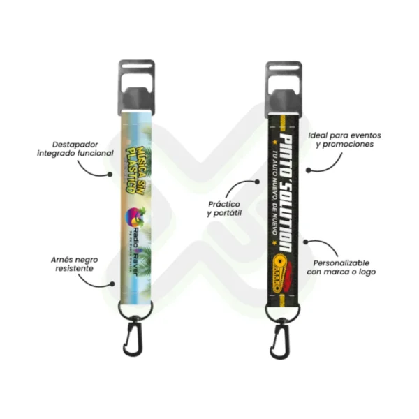 Llavero Lanyard Con Destapador Y Arnes Negro 2 5Cm personalizado para empresas