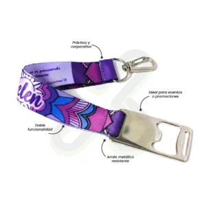 Llavero Lanyard Con Destapador Y Arnes Plata 2 5Cm personalizado para empresas