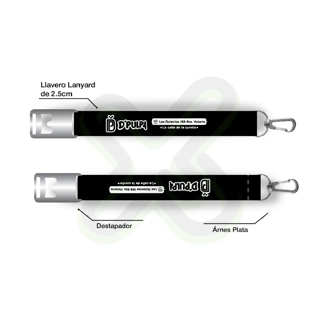 Llavero Lanyard Con Destapador Y Arnes Plata 2 5Cm personalizado con logo