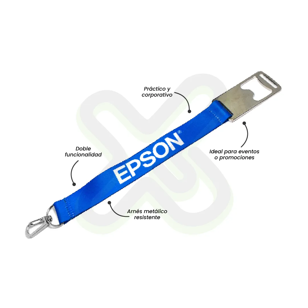 Llavero Lanyard Con Destapador Y Arnes Plata 2 5Cm