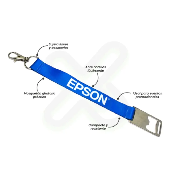 Llavero Lanyard Con Destapador Y Mosqueton Giratorio Con Palanca 2Cm personalizado para empresas