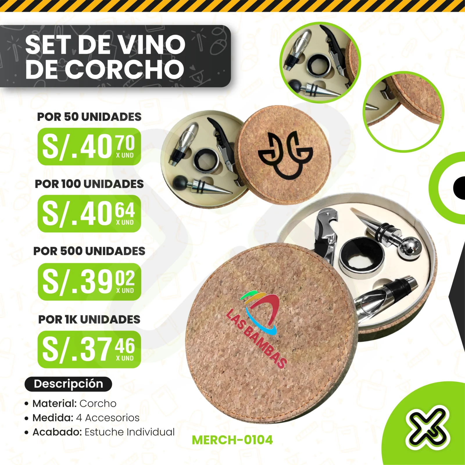 Set De Vino De Corcho personalizado para empresas