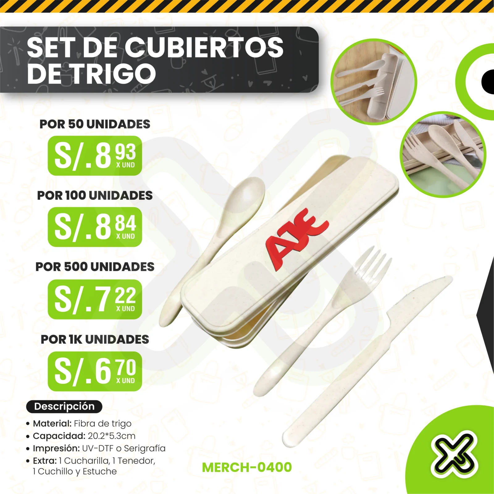 Set De Cubiertos De Trigo personalizado para empresas