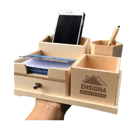 Organizador De Madera personalizado con logo