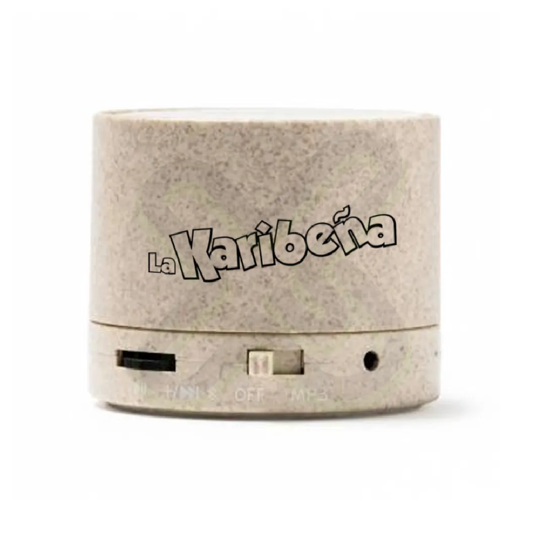 Parlante Mini Modelo Fibra De Trigo personalizado con logo