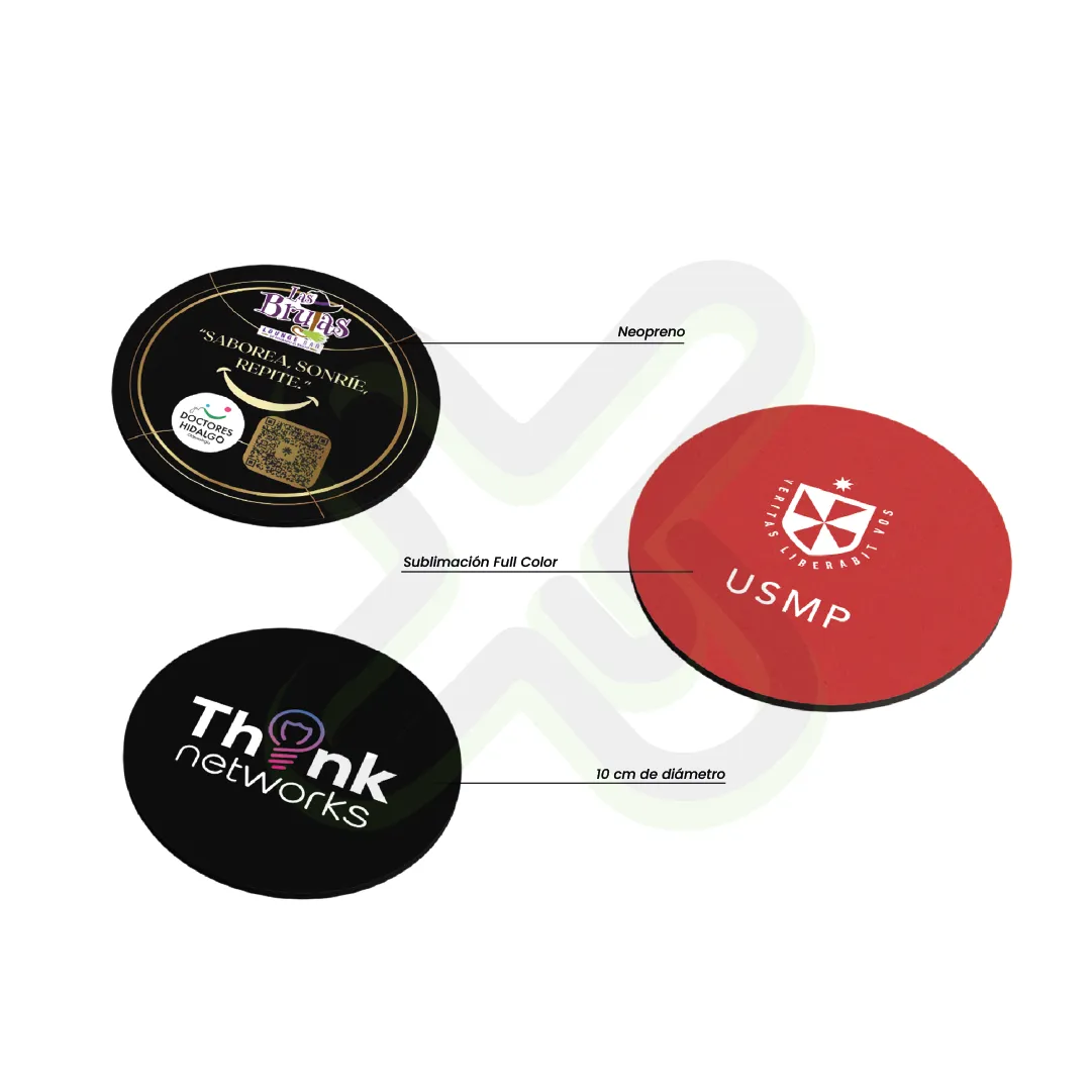 Posavasos De Neopreno Redondo personalizado con logo