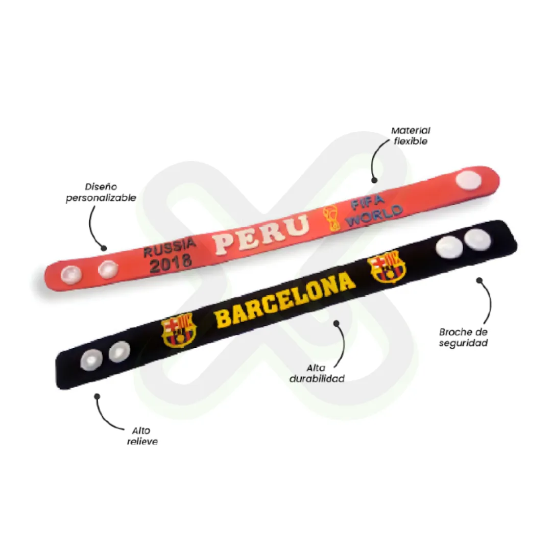 Pulsera De Goma Con Broche Impresion Alto Relieve publicitario para empresas
