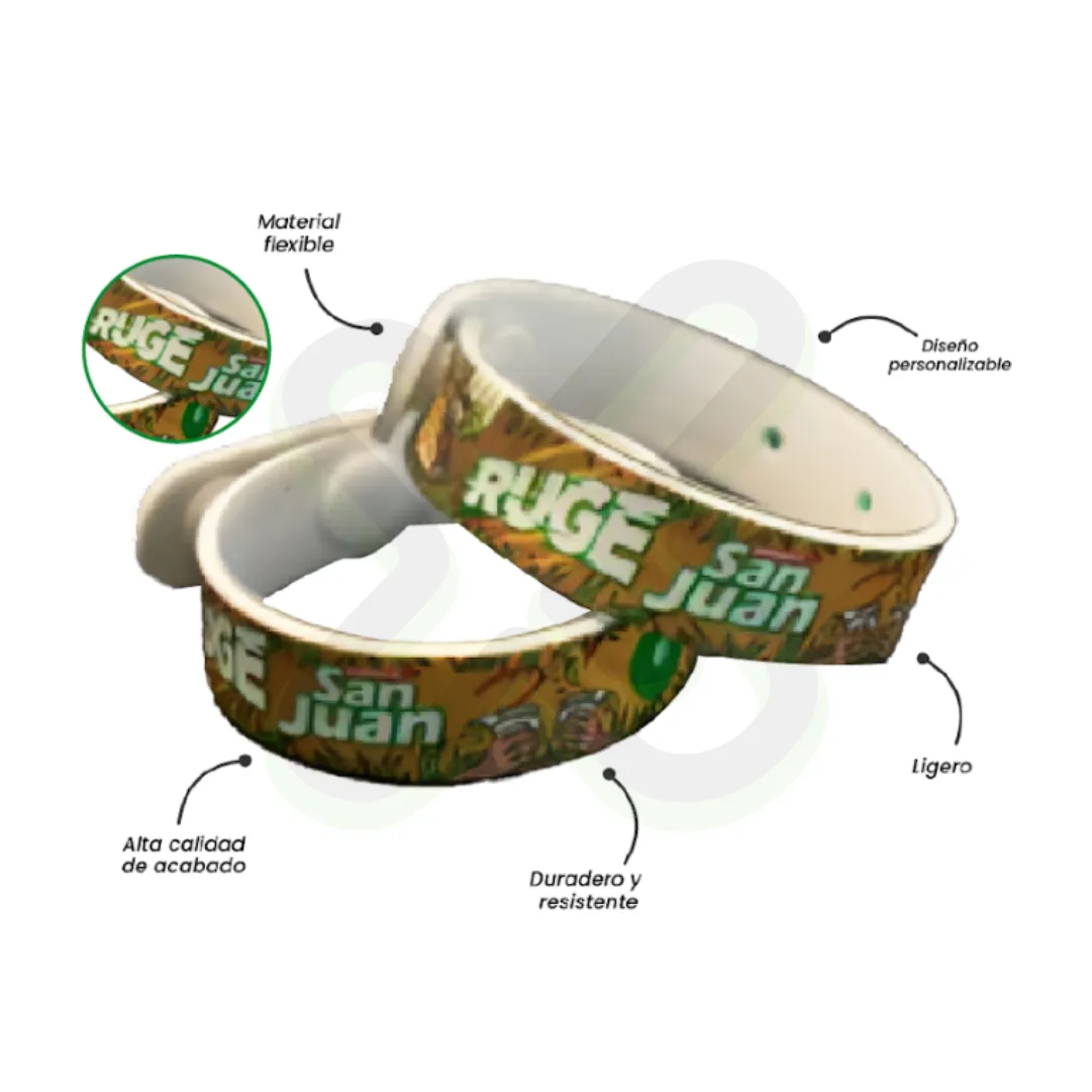 Pulsera De Goma Con Broche Impresion Full Color publicitario para empresas