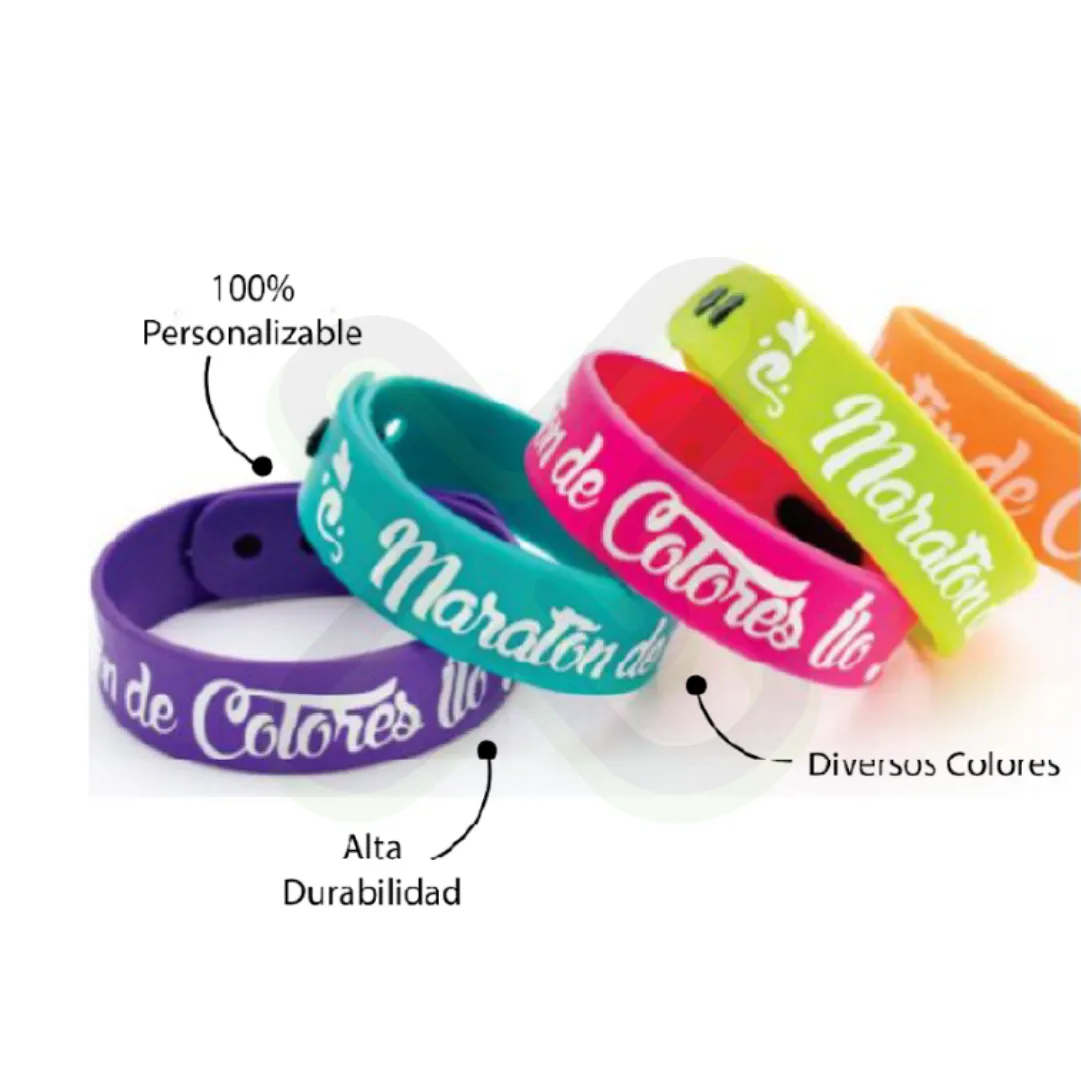 Pulsera De Goma Con Broche Impresion Un Color publicitario para empresas