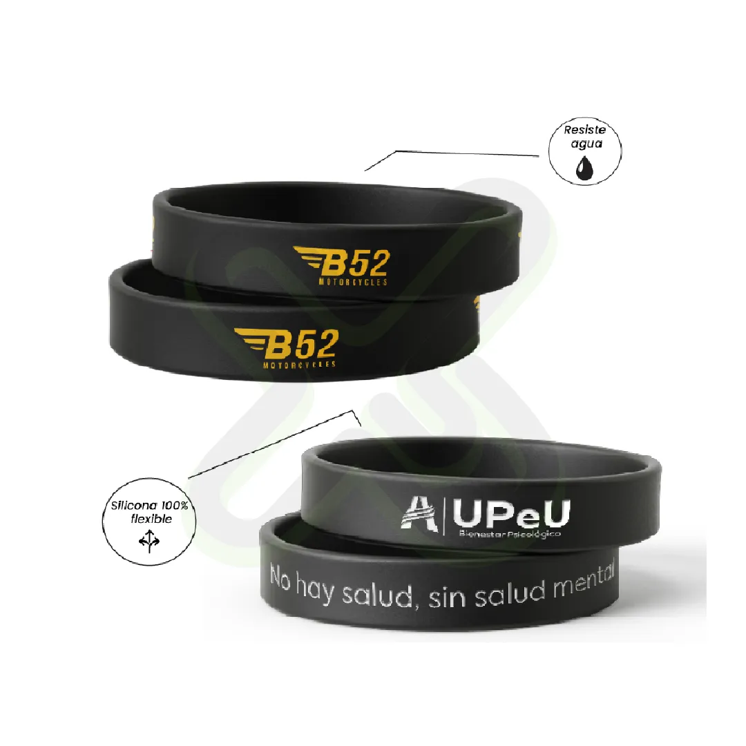 Pulsera De Goma Impresion A Un Color personalizado con logo