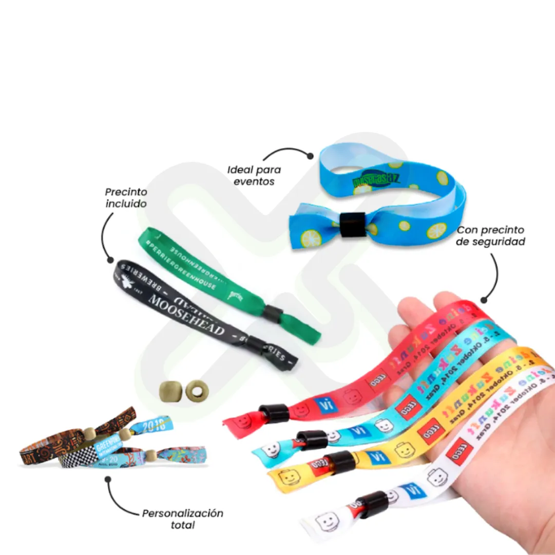Pulsera De Tela Con Accesorio Plastico 1 5Cm