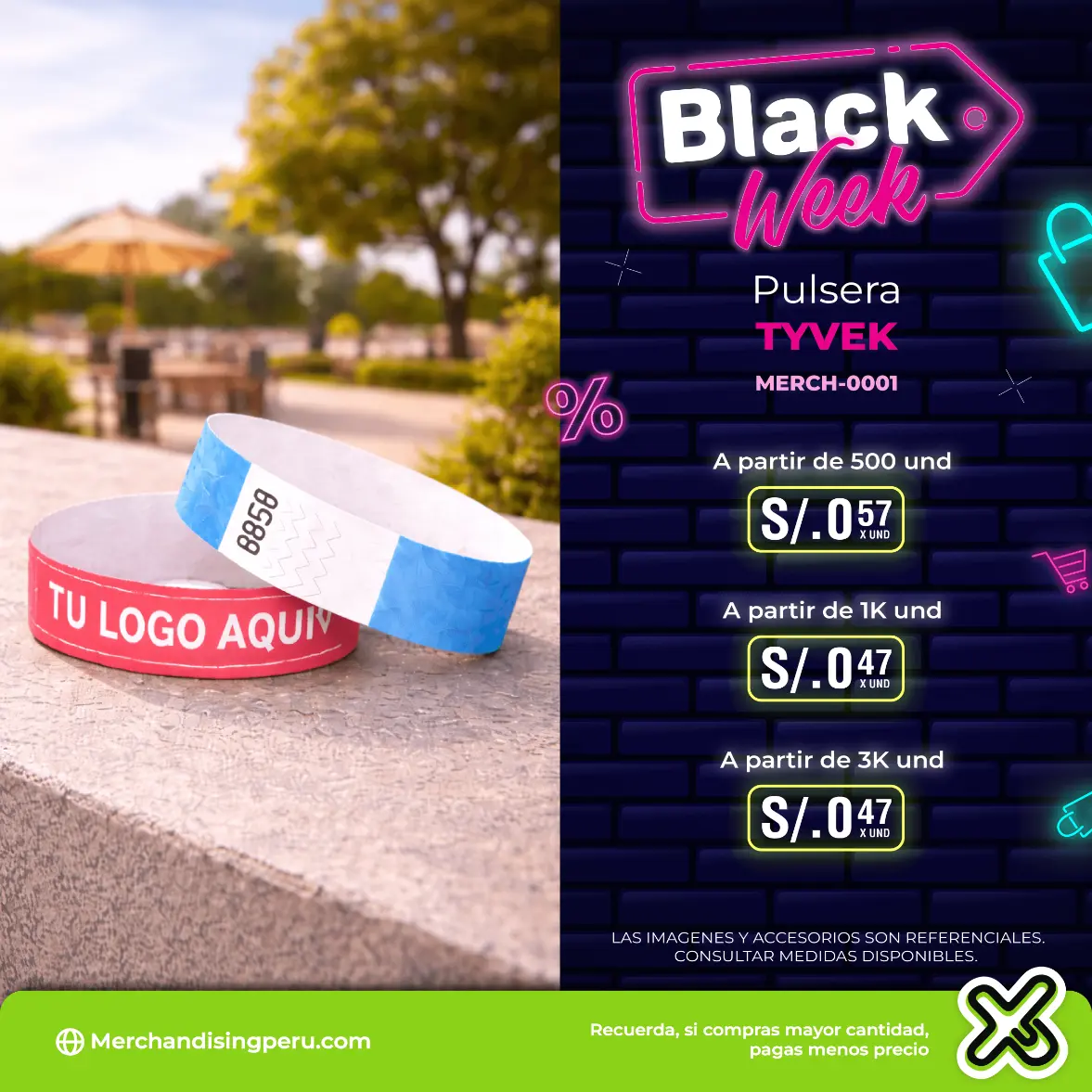 Pulsera Tyvek personalizado para empresas
