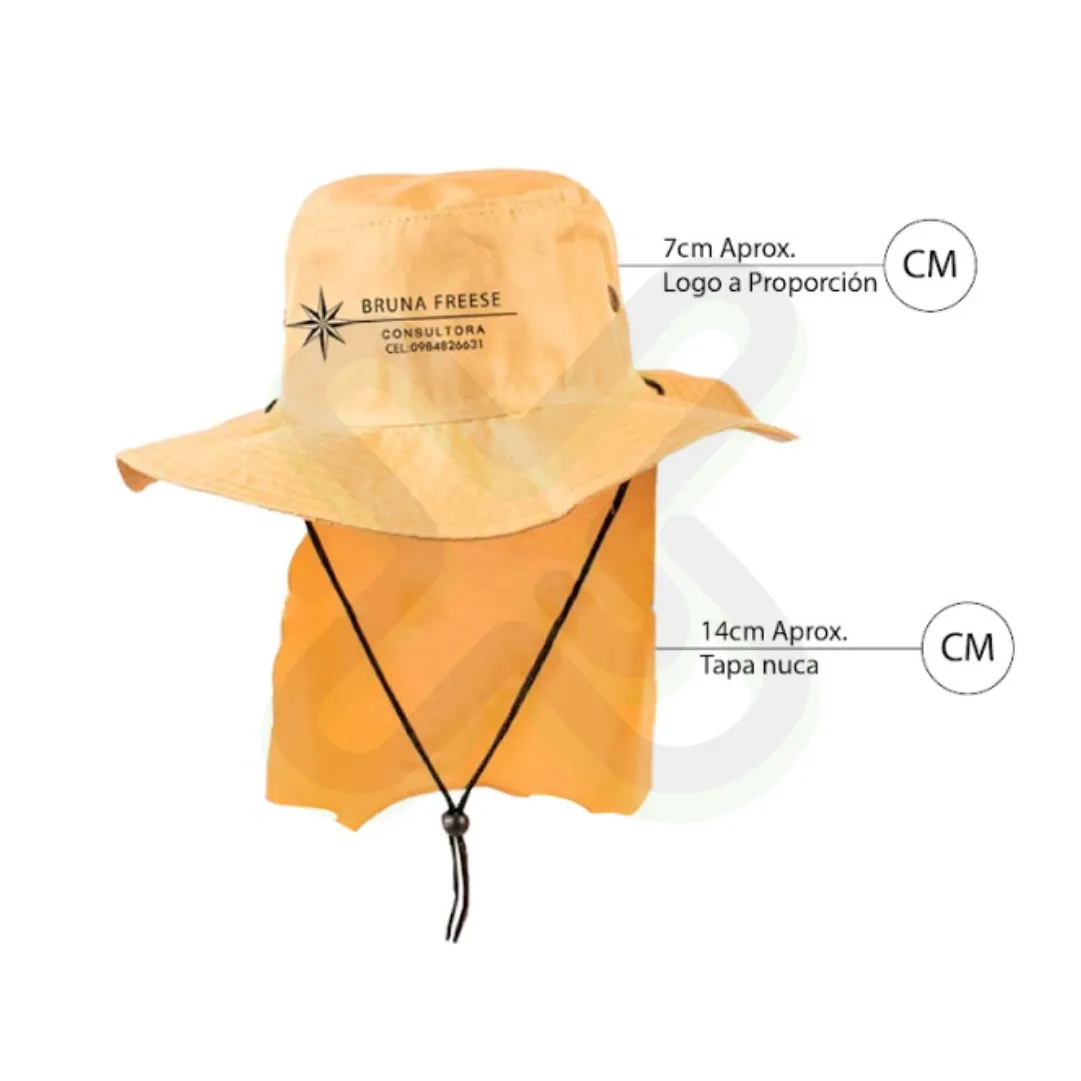 Sombrero Safari Con Tapa Nuca personalizado con logo