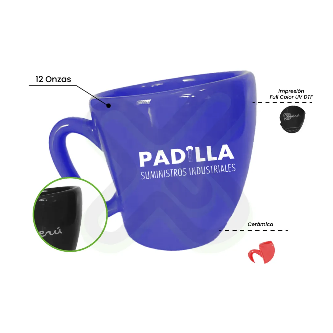 Taza De Ceramica Inclinada personalizado con logo