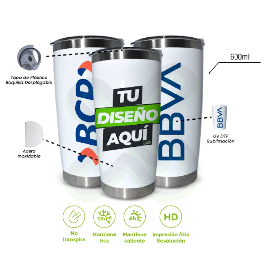 Termo Tumbler Vaso 600Ml personalizado con logo