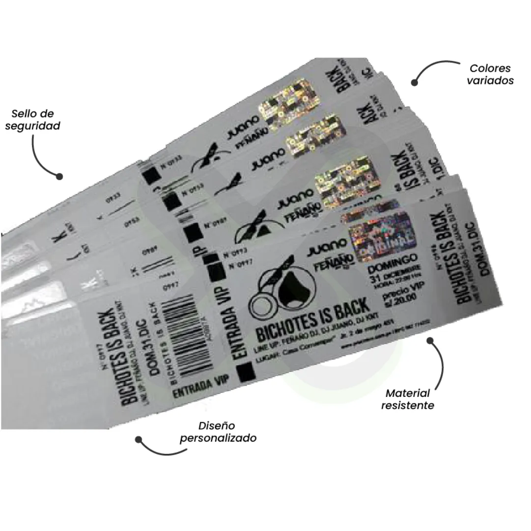 Ticket Con Holograba O Sello De Seguridad personalizado para empresas