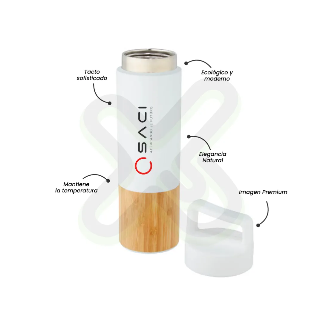 Tomatodo De Acero Inoxidable Base Bamboo personalizado para empresas