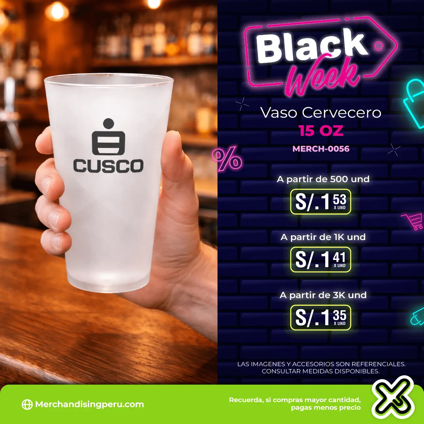 Vaso Cervecero 15 Oz personalizado para empresas