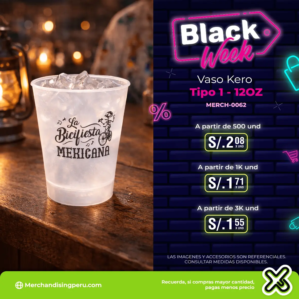 Vaso Kero Tipo 1 12Oz personalizado para empresas