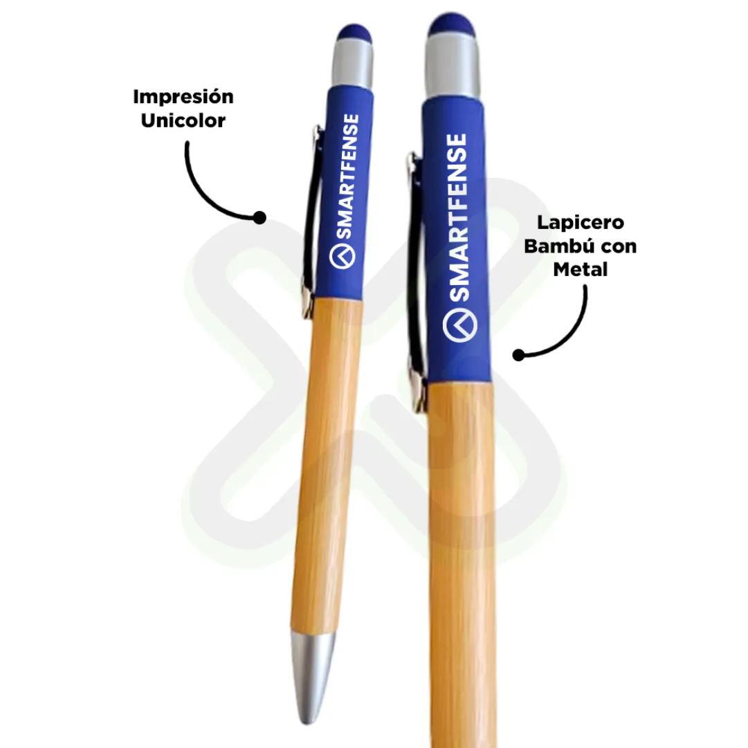 Lapicero Bambú Con Metal personalizado con logo