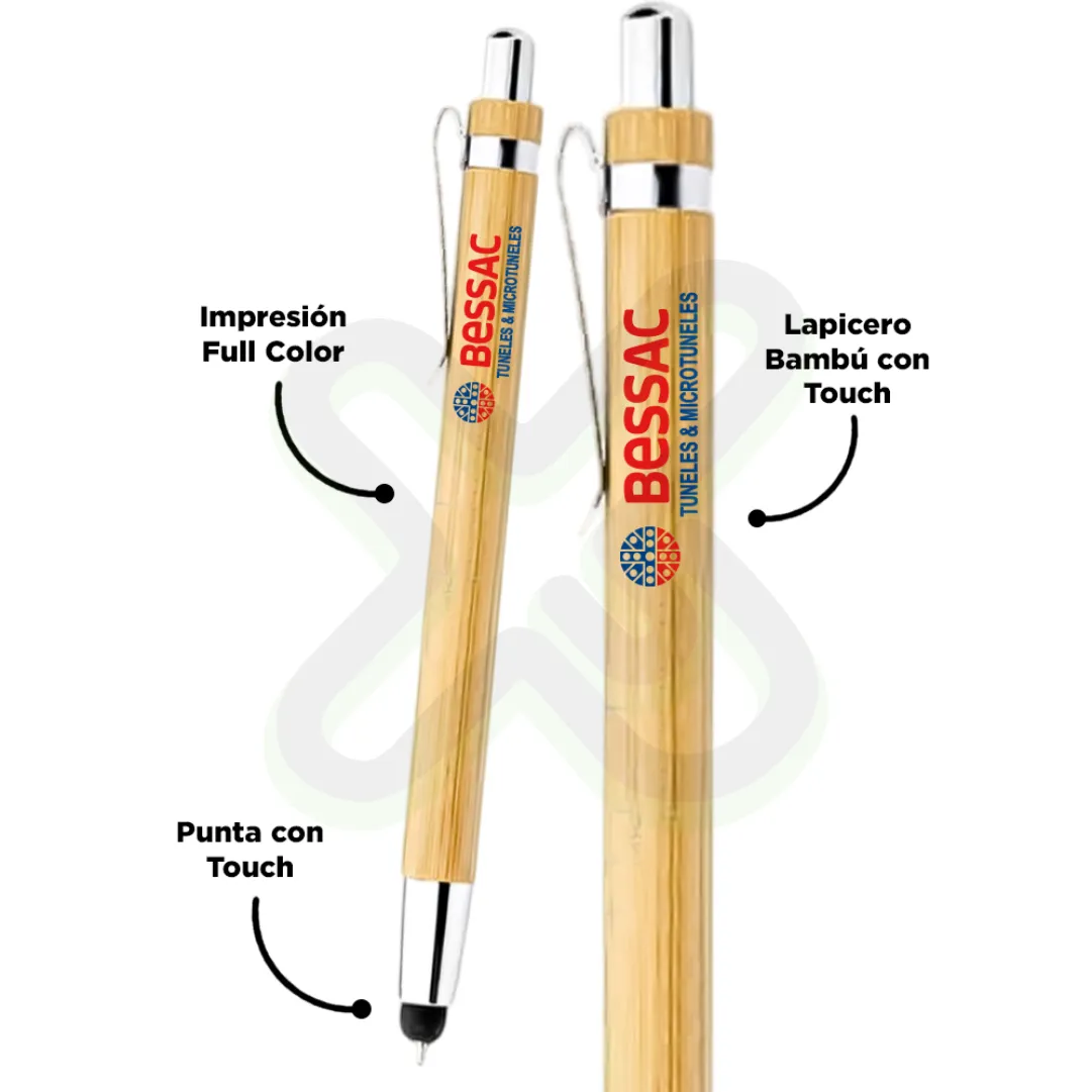 Lapicero Bamboo + Touch personalizado con logo