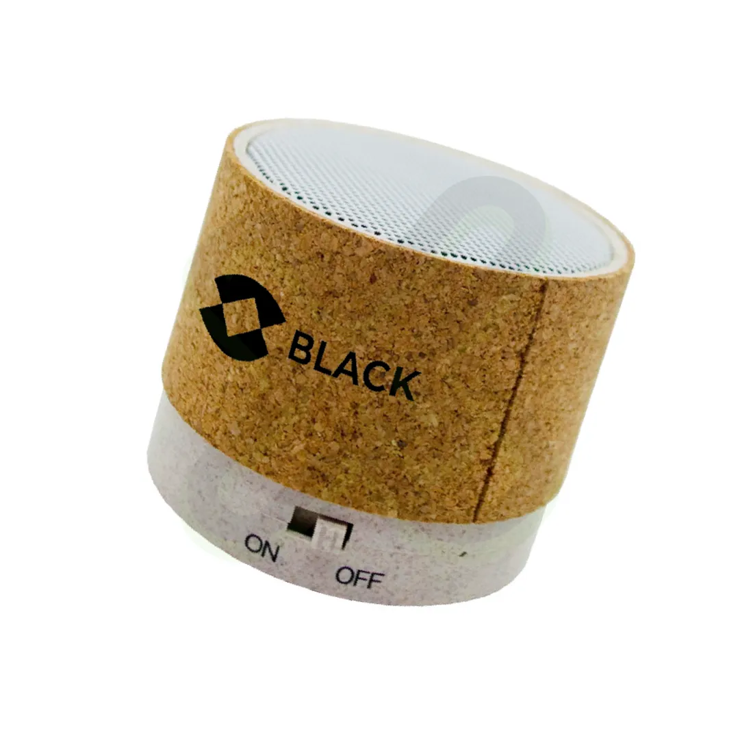 Parlante Eco De Fibra De Trigo Y Corcho personalizado con logo