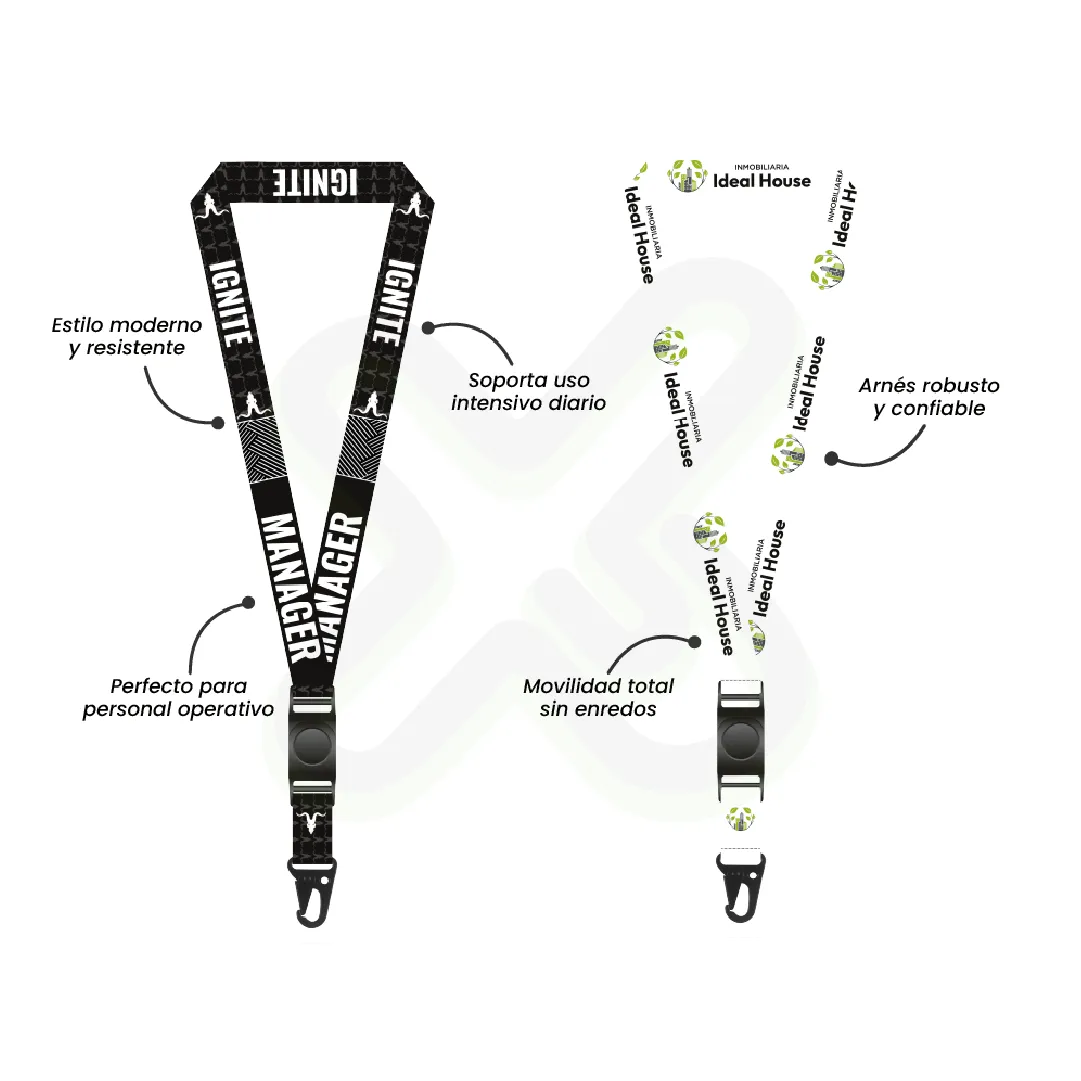 Lanyard Con Tip Top Giratorio Y Arnes Tactico 2.5Cm personalizado con logo