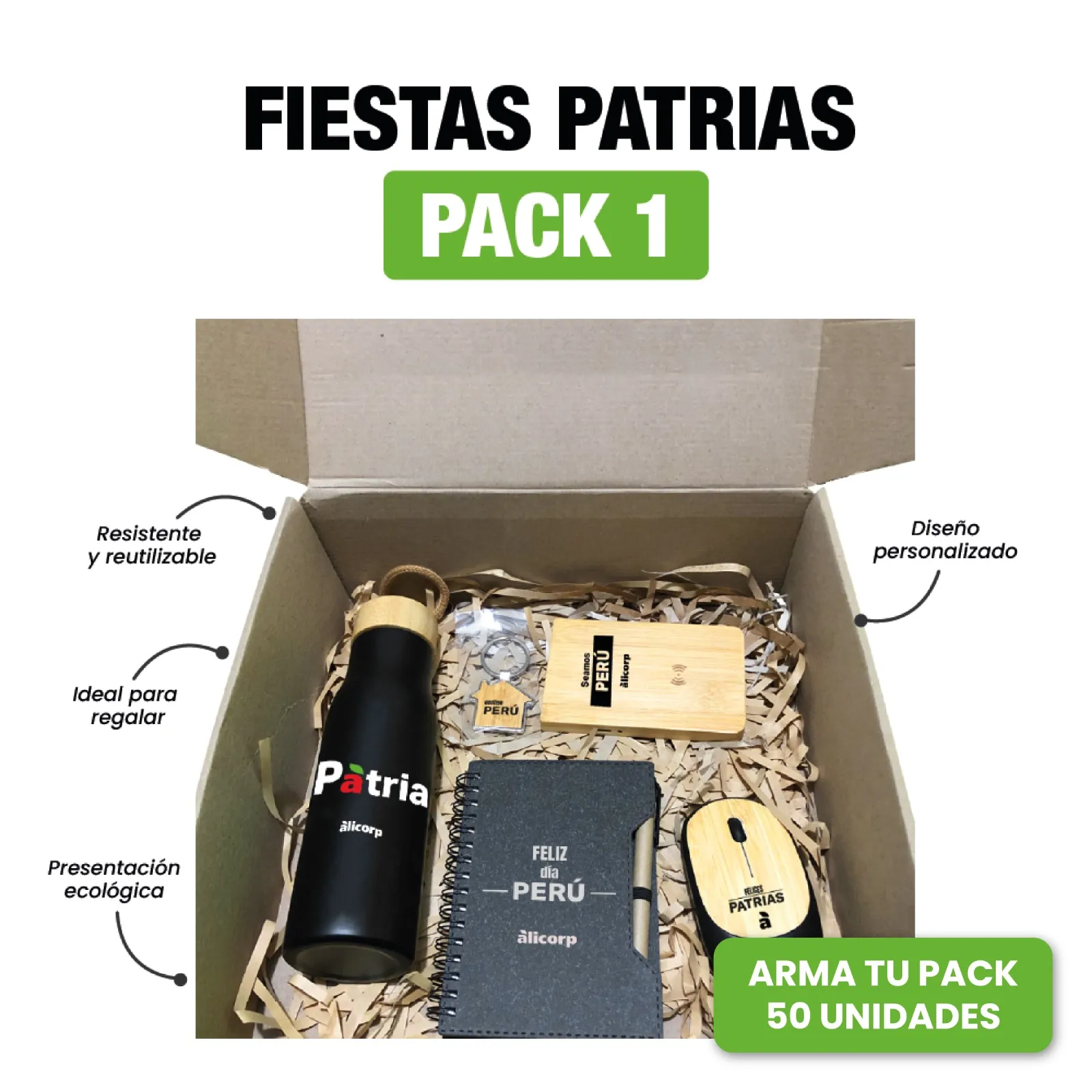Pack 1 Fiestas Patrias personalizado para empresas
