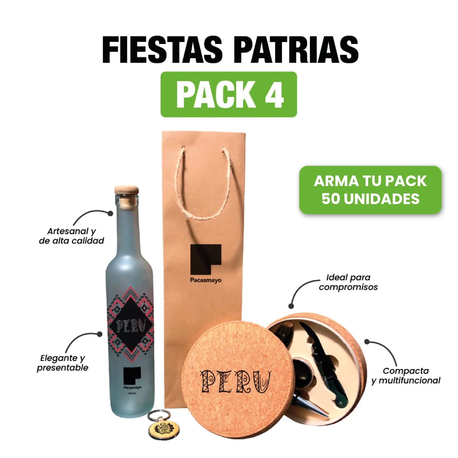 Pack 4 Fiestas Patrias personalizado para empresas