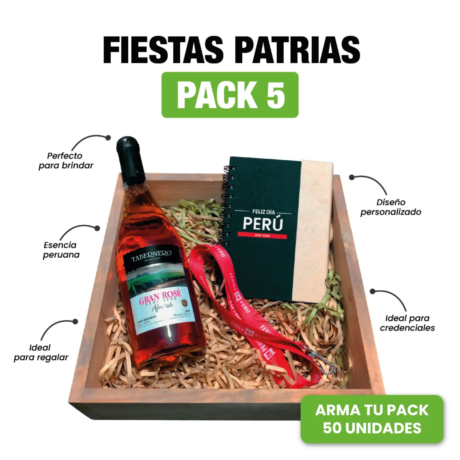 Pack 5 Fiestas Patrias personalizado para empresas