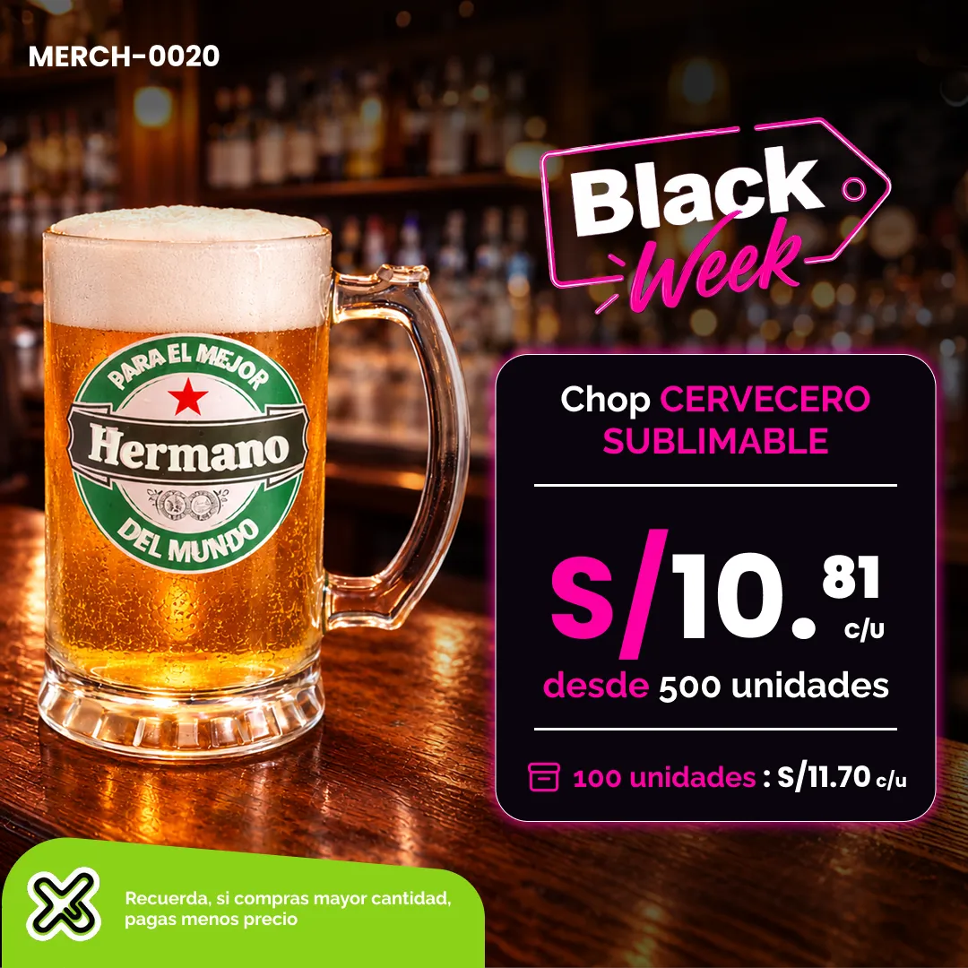 Chop Cervecero Sublimable personalizado para empresas